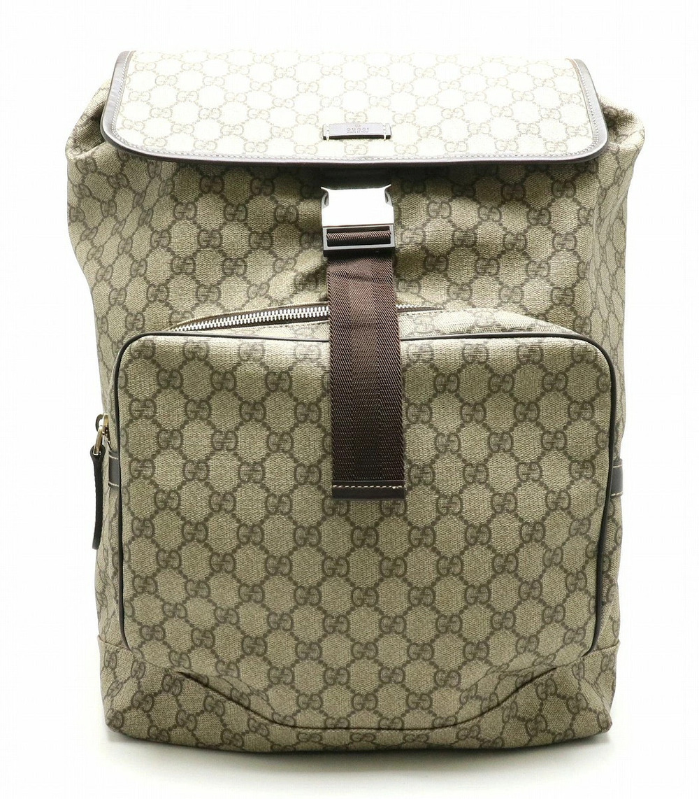Gucci GG Plus Backpack Rucksack Leather Beige Brown Cream